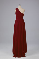 High Low One Shoulder Chiffon bruidsmeisje jurken