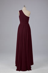High Low One Shoulder Chiffon bruidsmeisje jurken