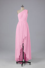 High Low One Shoulder Chiffon bruidsmeisje jurken