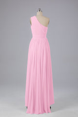 High Low One Shoulder Chiffon bruidsmeisje jurken
