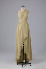 High Low One Shoulder Chiffon bruidsmeisje jurken