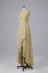 High Low One Shoulder Chiffon bruidsmeisje jurken