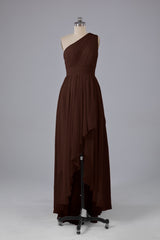 High Low One Shoulder Chiffon bruidsmeisje jurken