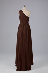 High Low One Shoulder Chiffon bruidsmeisje jurken