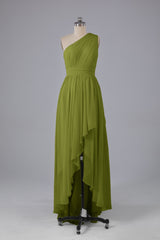 High Low One Shoulder Chiffon bruidsmeisje jurken