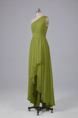 High Low One Shoulder Chiffon bruidsmeisje jurken