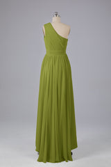 High Low One Shoulder Chiffon bruidsmeisje jurken