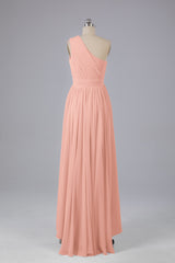 High Low One Shoulder Chiffon bruidsmeisje jurken