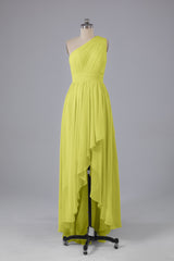 High Low One Shoulder Chiffon bruidsmeisje jurken