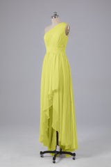 High Low One Shoulder Chiffon bruidsmeisje jurken