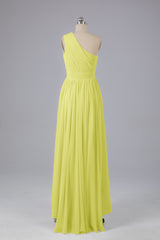 High Low One Shoulder Chiffon bruidsmeisje jurken