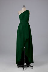 High Low One Shoulder Chiffon bruidsmeisje jurken