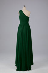 High Low One Shoulder Chiffon bruidsmeisje jurken