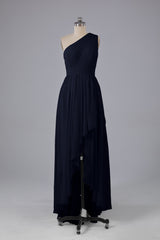 High Low One Shoulder Chiffon bruidsmeisje jurken