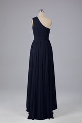 High Low One Shoulder Chiffon bruidsmeisje jurken