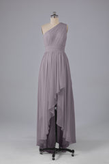 High Low One Shoulder Chiffon bruidsmeisje jurken