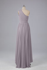 High Low One Shoulder Chiffon bruidsmeisje jurken