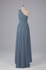 High Low One Shoulder Chiffon bruidsmeisje jurken