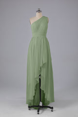 High Low One Shoulder Chiffon bruidsmeisje jurken