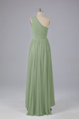 High Low One Shoulder Chiffon bruidsmeisje jurken