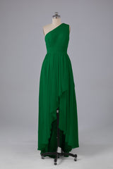 High Low One Shoulder Chiffon bruidsmeisje jurken