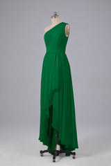 High Low One Shoulder Chiffon bruidsmeisje jurken