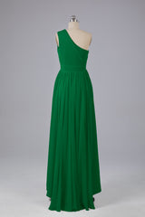 High Low One Shoulder Chiffon bruidsmeisje jurken
