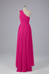 High Low One Shoulder Chiffon bruidsmeisje jurken