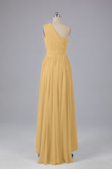 High Low One Shoulder Chiffon bruidsmeisje jurken