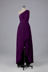 High Low One Shoulder Chiffon bruidsmeisje jurken