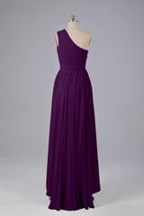 High Low One Shoulder Chiffon bruidsmeisje jurken