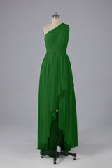 High Low One Shoulder Chiffon bruidsmeisje jurken