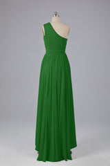 High Low One Shoulder Chiffon bruidsmeisje jurken