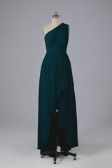 High Low One Shoulder Chiffon bruidsmeisje jurken