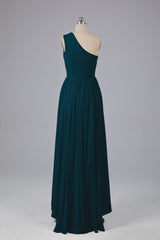 High Low One Shoulder Chiffon bruidsmeisje jurken