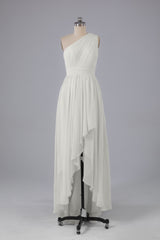 High Low One Shoulder Chiffon bruidsmeisje jurken