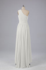 High Low One Shoulder Chiffon bruidsmeisje jurken
