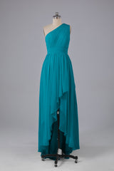 High Low One Shoulder Chiffon bruidsmeisje jurken