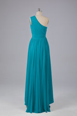 High Low One Shoulder Chiffon bruidsmeisje jurken