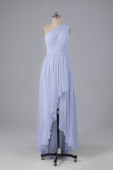 High Low One Shoulder Chiffon bruidsmeisje jurken