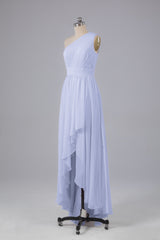 High Low One Shoulder Chiffon bruidsmeisje jurken