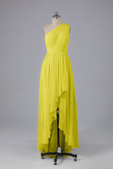 High Low One Shoulder Chiffon bruidsmeisje jurken