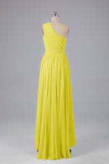 High Low One Shoulder Chiffon bruidsmeisje jurken