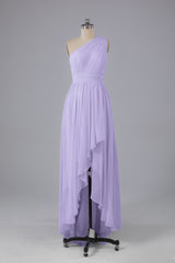 High Low One Shoulder Chiffon bruidsmeisje jurken