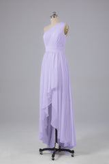 High Low One Shoulder Chiffon bruidsmeisje jurken