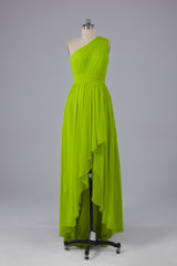 High Low One Shoulder Chiffon bruidsmeisje jurken