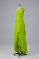High Low One Shoulder Chiffon bruidsmeisje jurken