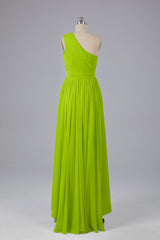 High Low One Shoulder Chiffon bruidsmeisje jurken