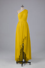 High Low One Shoulder Chiffon bruidsmeisje jurken