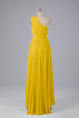 High Low One Shoulder Chiffon bruidsmeisje jurken